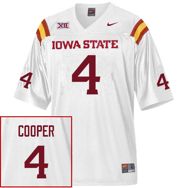 Men #4 Iowa State Cyclones College Football Jerseys Stitched Sale-White